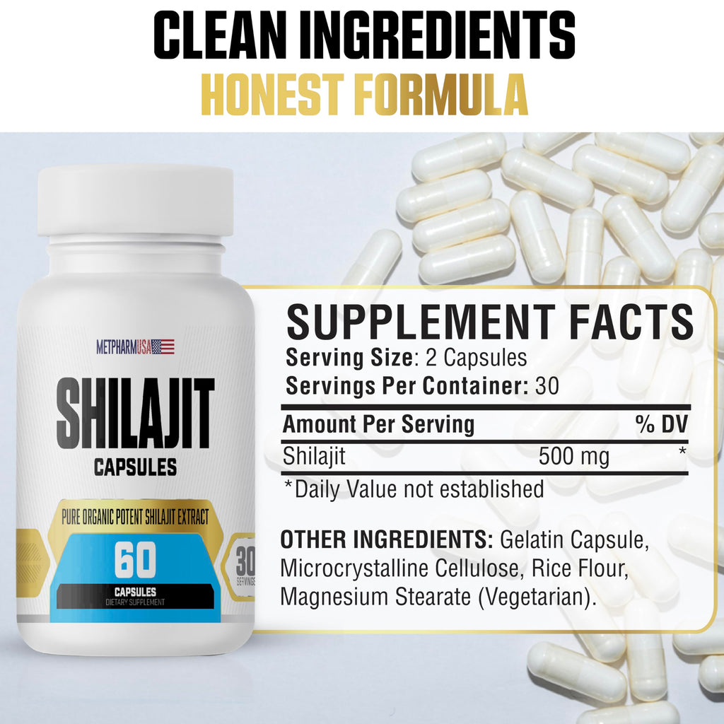 Shilajit Capsules 1000mg – Energy, Vitality & Testosterone Support | Pure Extract