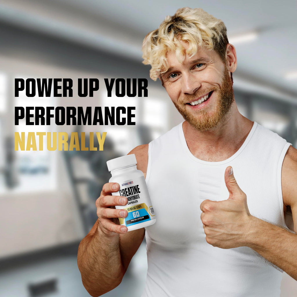 Creatine Monohydrate Capsules 1000mg – 60 Veggie Caps | 30 Servings | For Men & Women