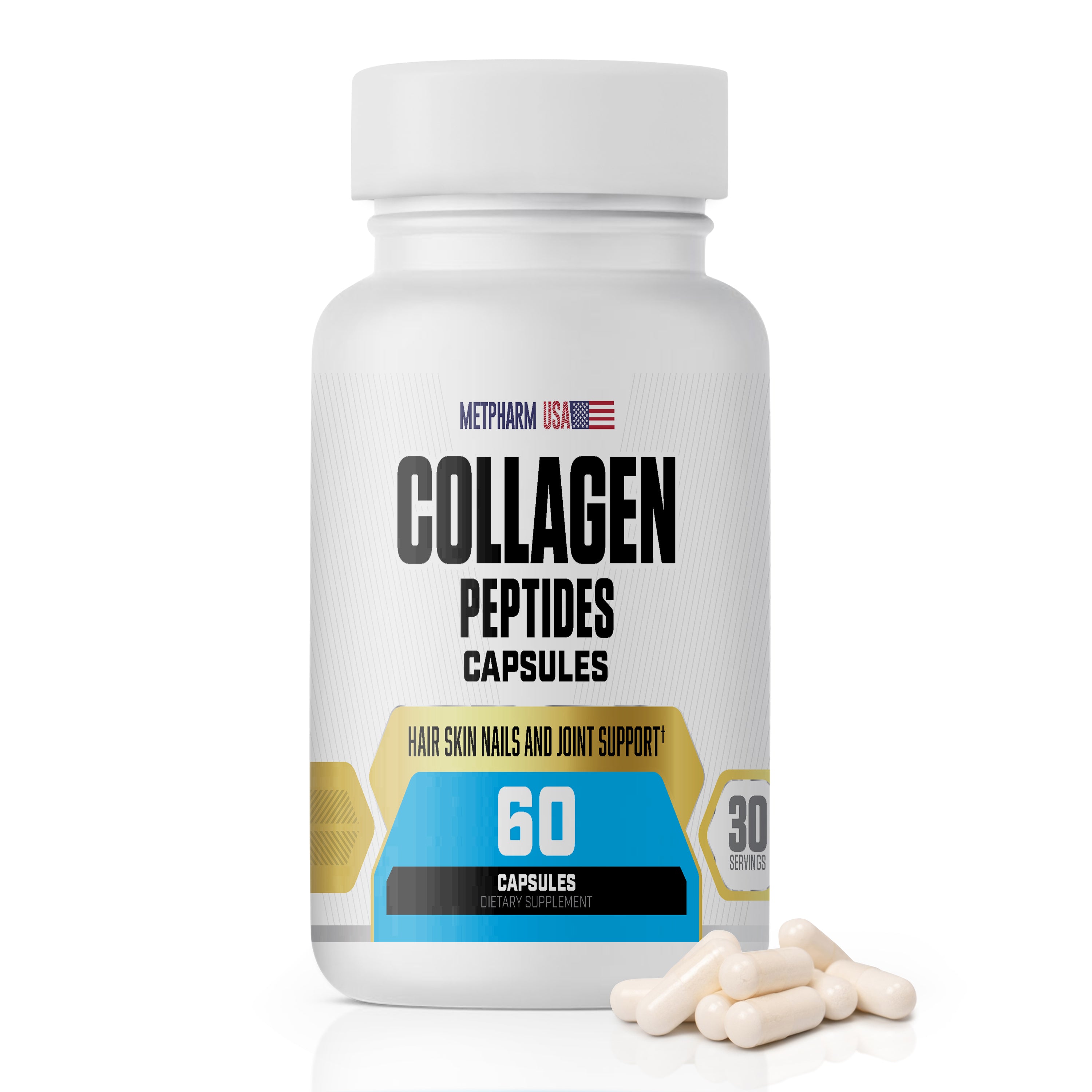 Collagen Peptides Capsules 1000mg – Hair, Skin, Nails & Joint Support | 30 Servings