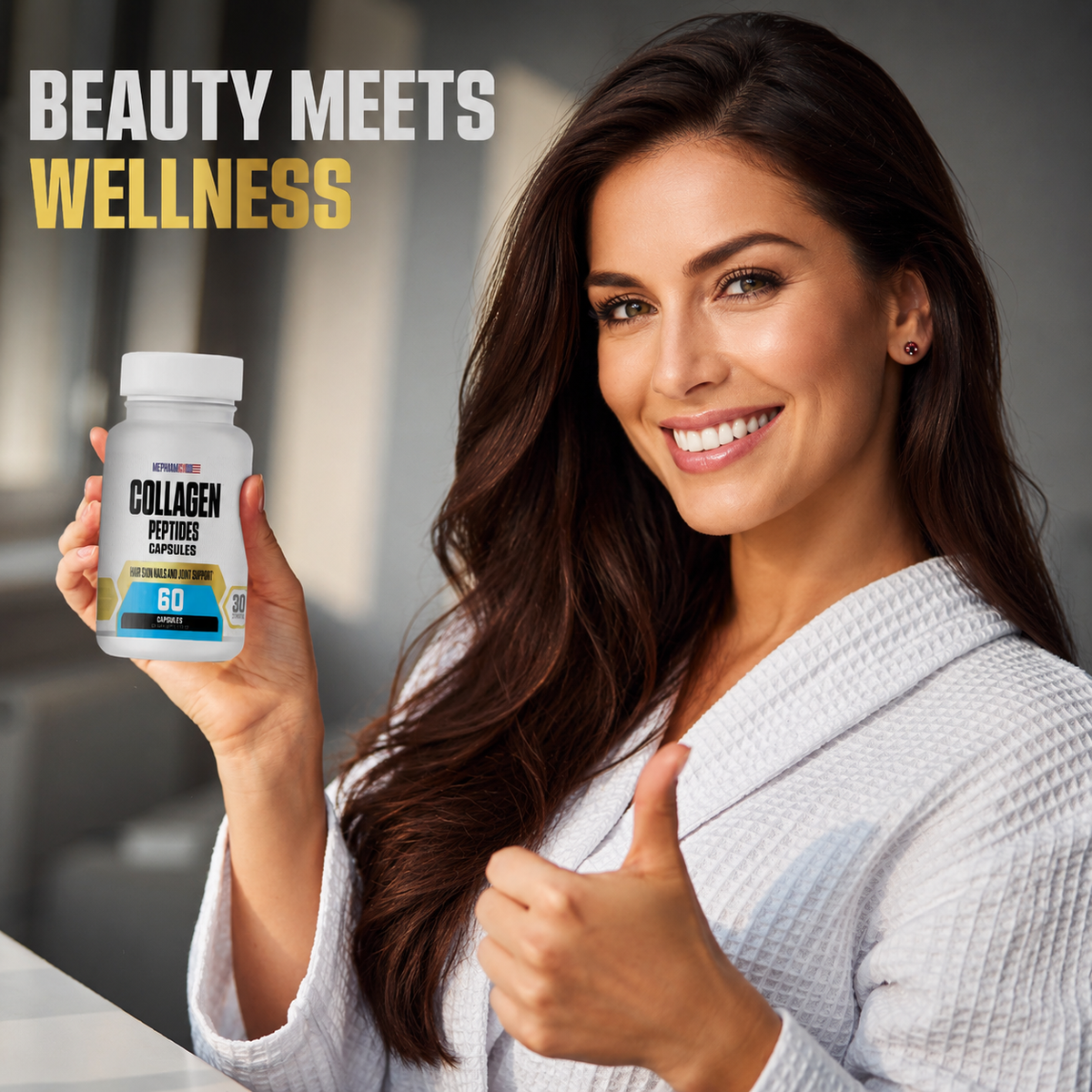 Collagen Peptides Capsules 1000mg – Hair, Skin, Nails & Joint Support | 30 Servings