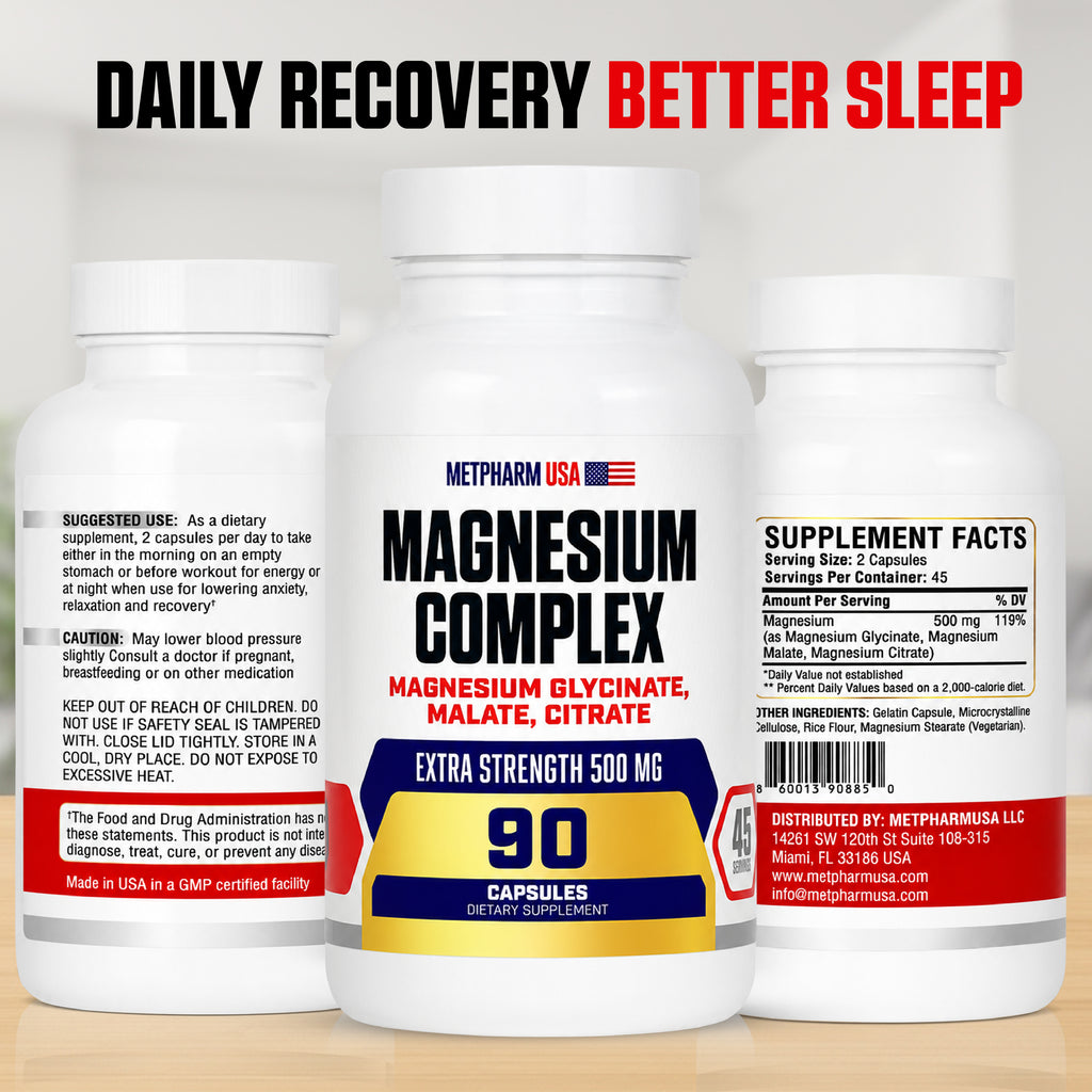 Advanced Magnesium Complex Capsules – Glycinate, Malate & Citrate | 500mg | 45 Servings
