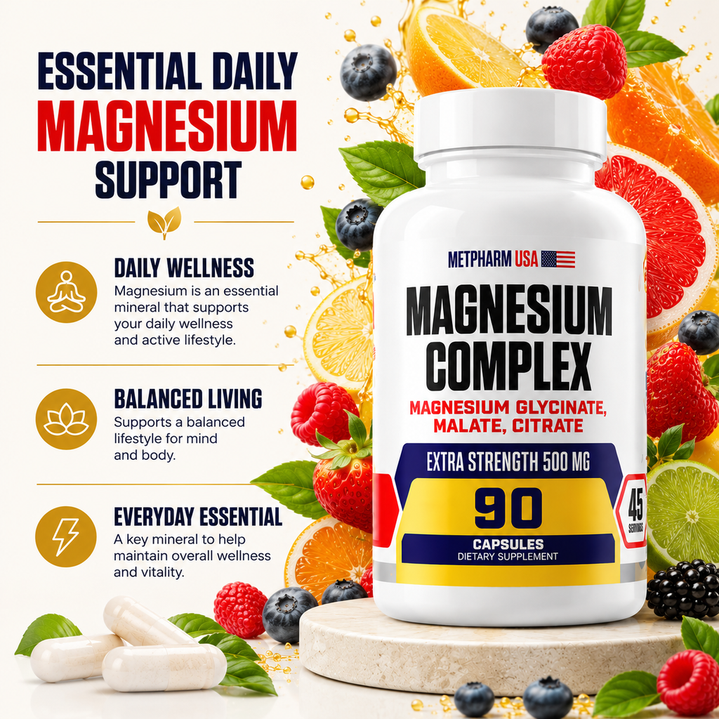 Advanced Magnesium Complex Capsules – Glycinate, Malate & Citrate | 500mg | 45 Servings