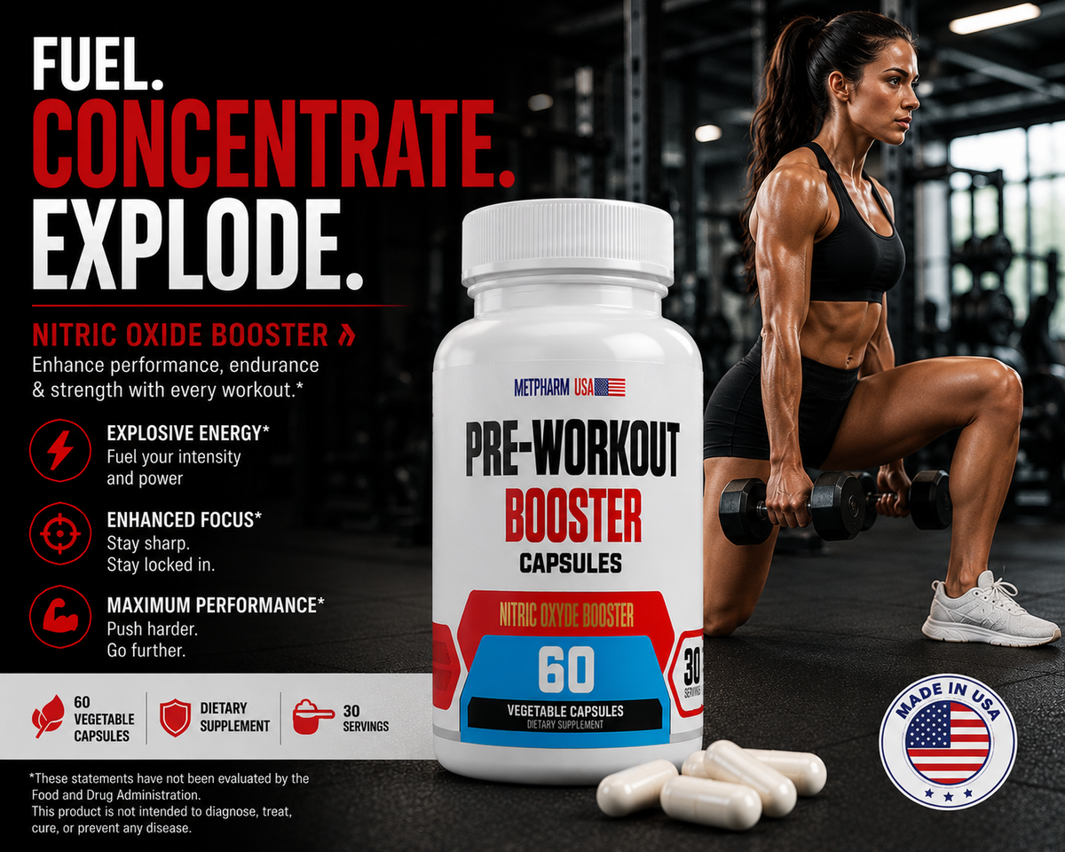 Pre-Workout Booster Capsules – Nitric Oxide, Amino Acids & Energy Blend