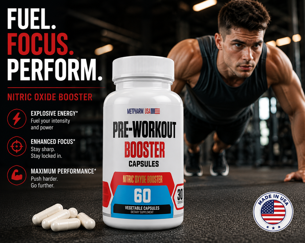 Pre-Workout Booster Capsules – Nitric Oxide, Amino Acids & Energy Blend