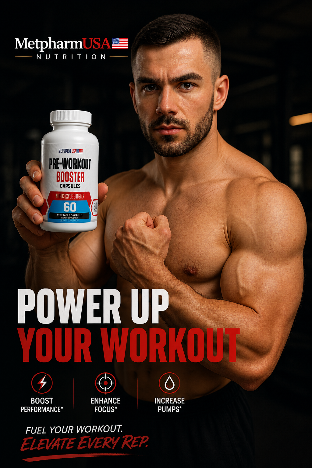 Pre-Workout Booster Capsules – Nitric Oxide, Amino Acids & Energy Blend