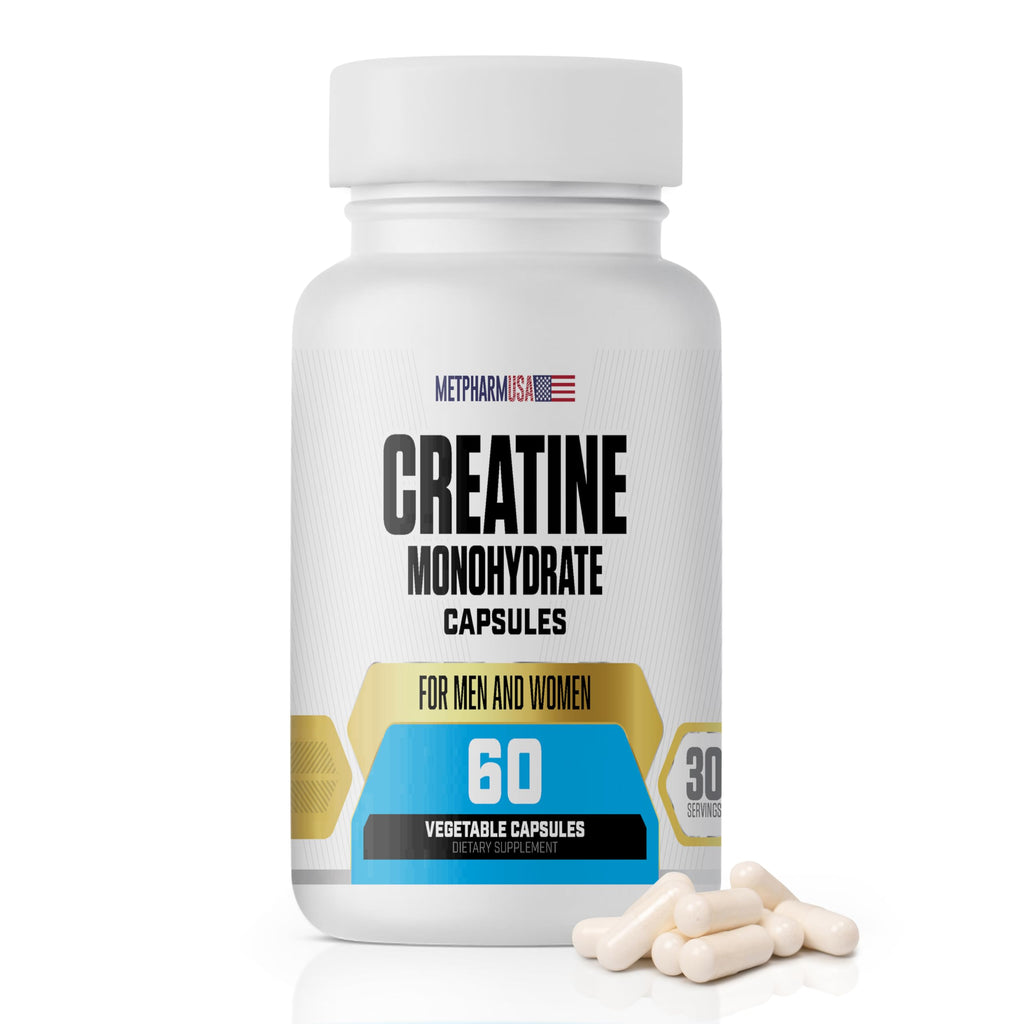 Creatine Monohydrate Capsules 1000mg – 60 Veggie Caps | 30 Servings | For Men & Women