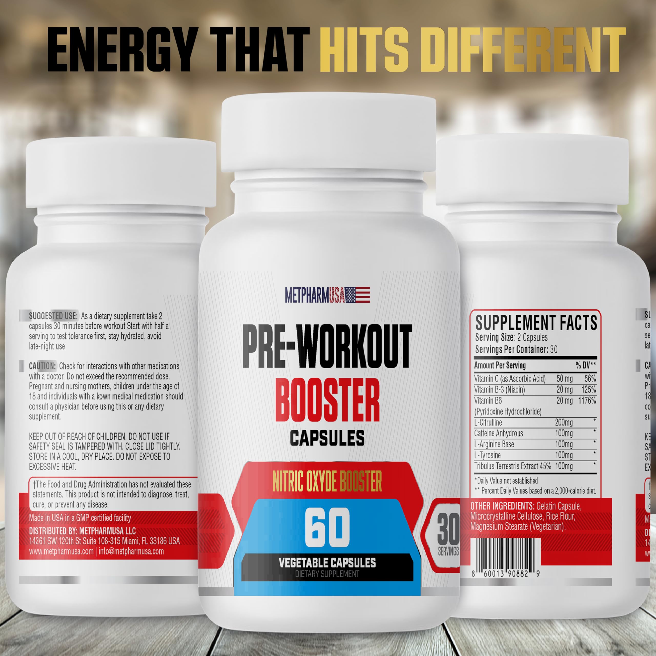 Pre-Workout Booster Capsules – Nitric Oxide, Amino Acids & Energy Blend